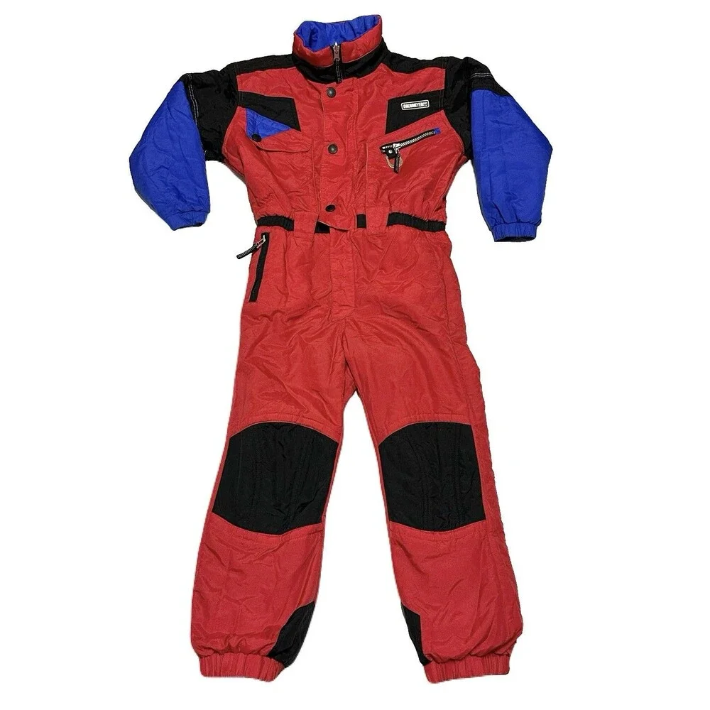 80s Vintage Obermeyer Kids Size 7 Retro One Piece Reversible Snowsuit Snow Bib